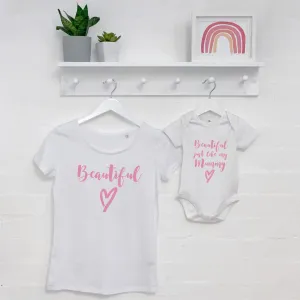 Beautiful' Mother and Daughter T Shirt Set