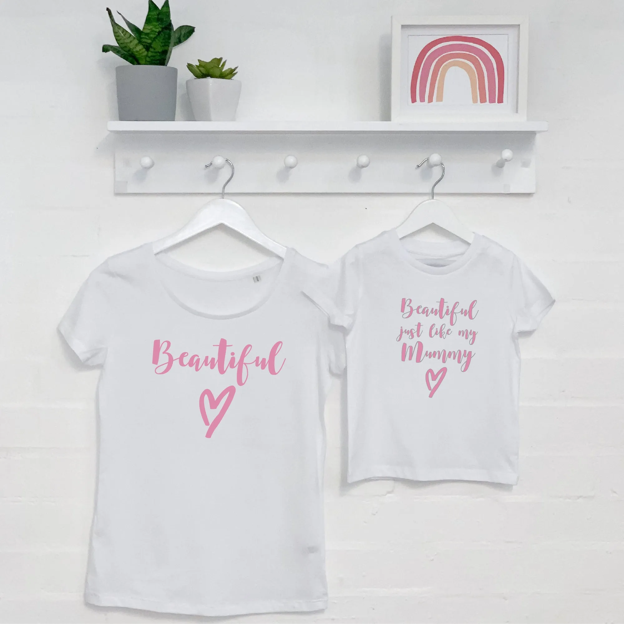 Beautiful' Mother and Daughter T Shirt Set