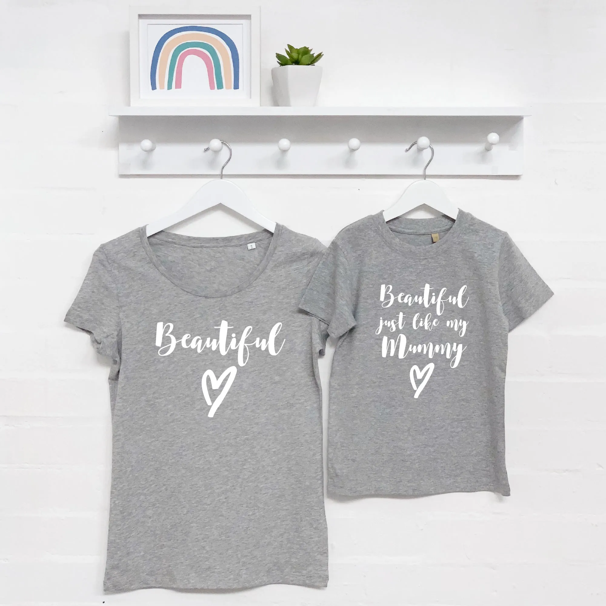 Beautiful' Mother and Daughter T Shirt Set