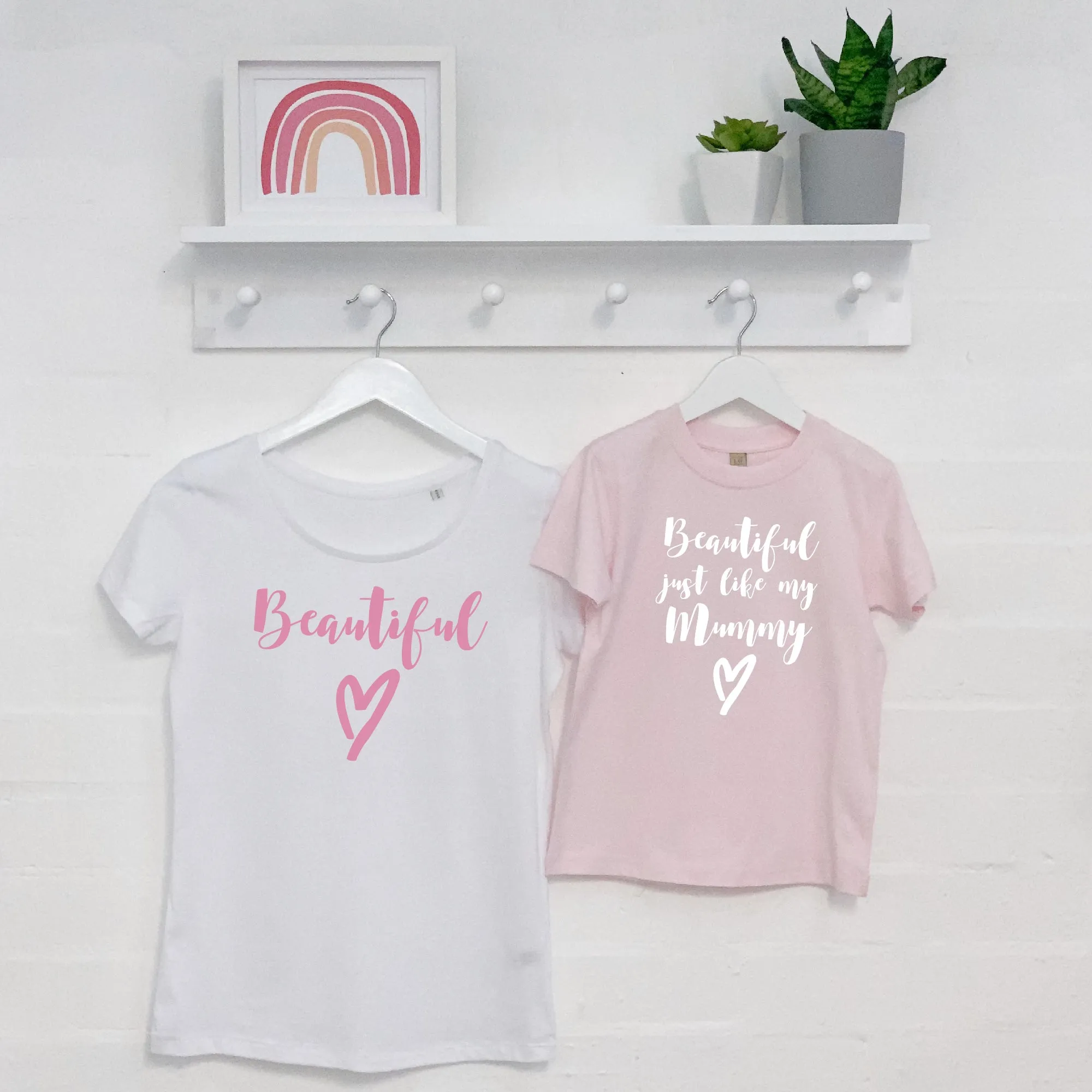 Beautiful' Mother and Daughter T Shirt Set