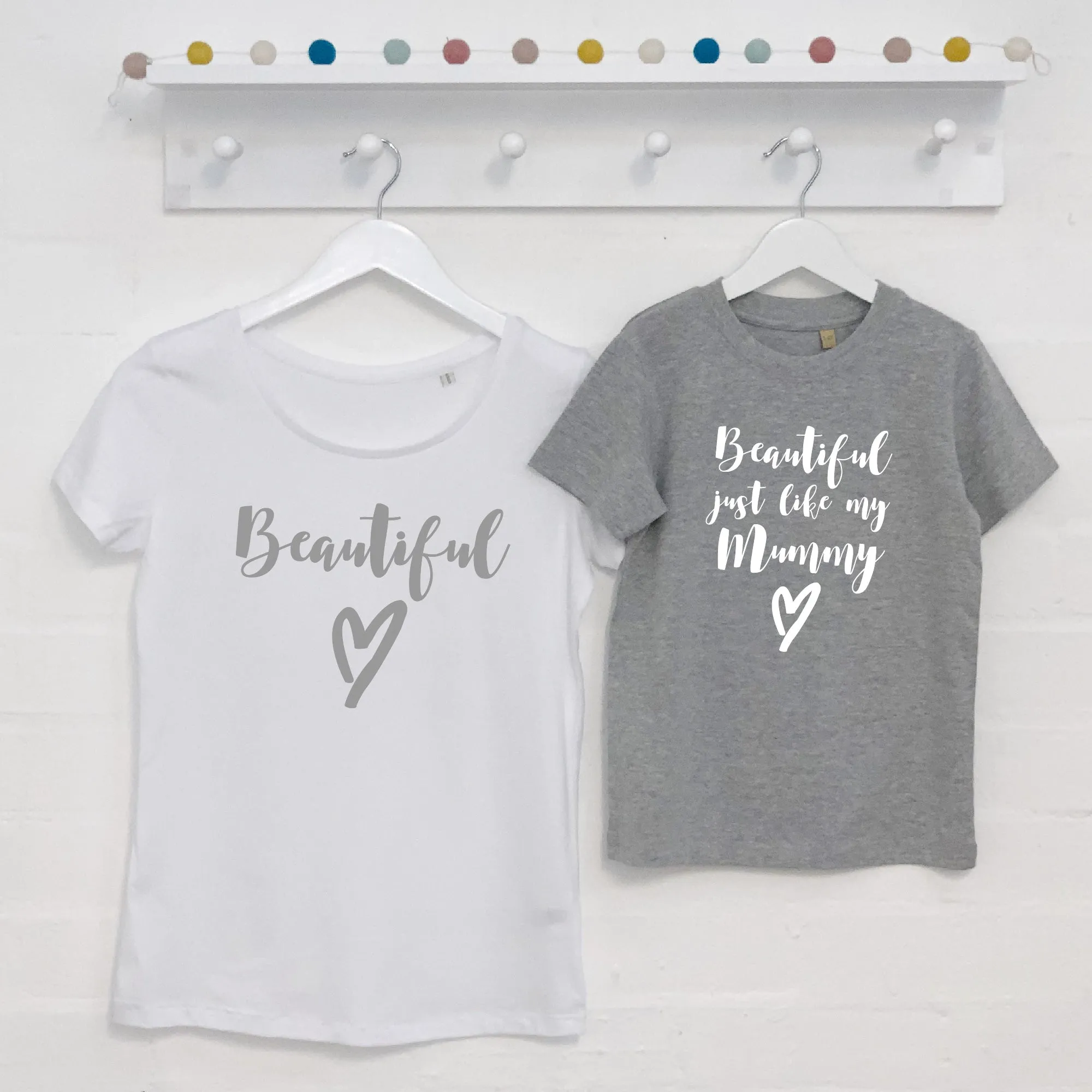 Beautiful' Mother and Daughter T Shirt Set