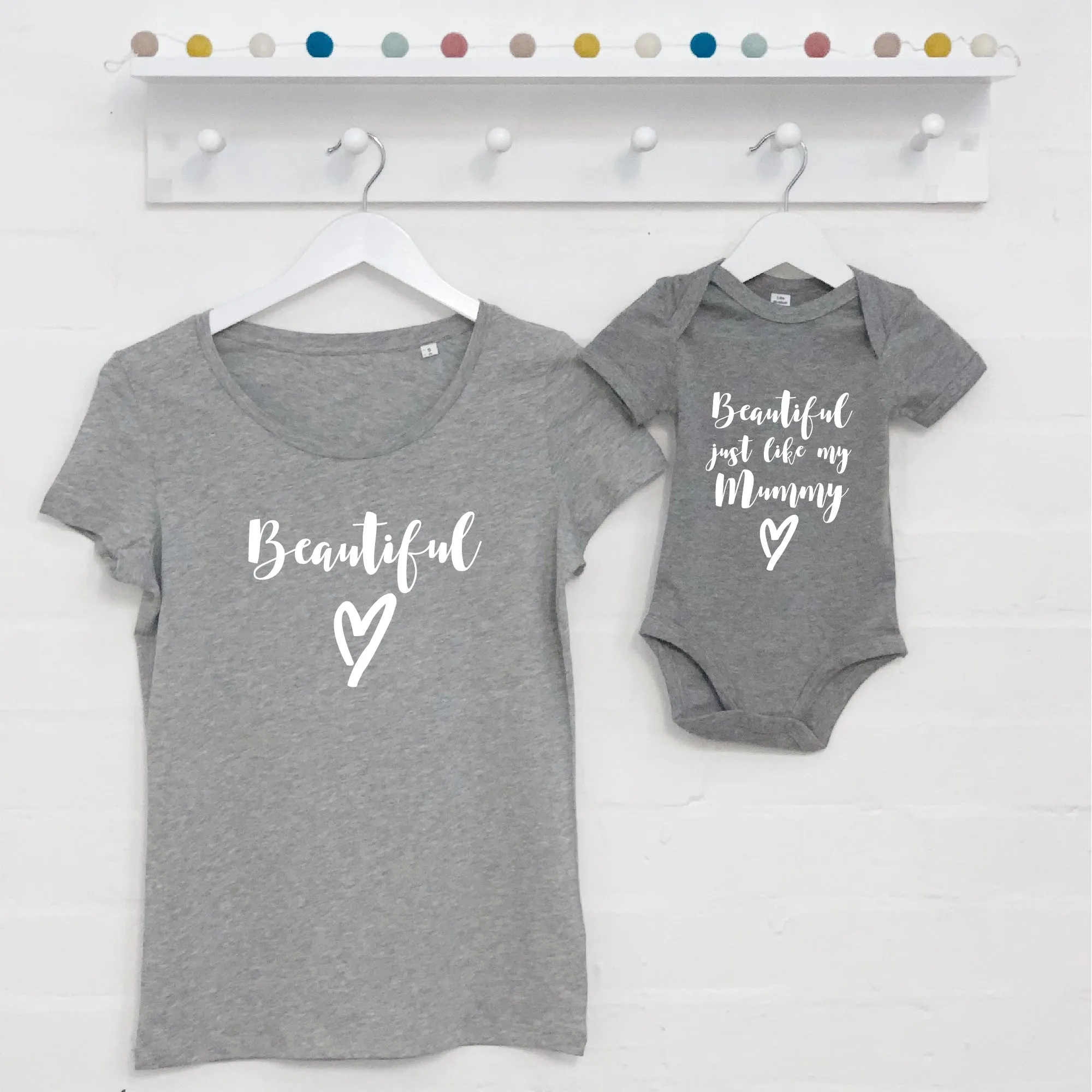 Beautiful' Mother and Daughter T Shirt Set