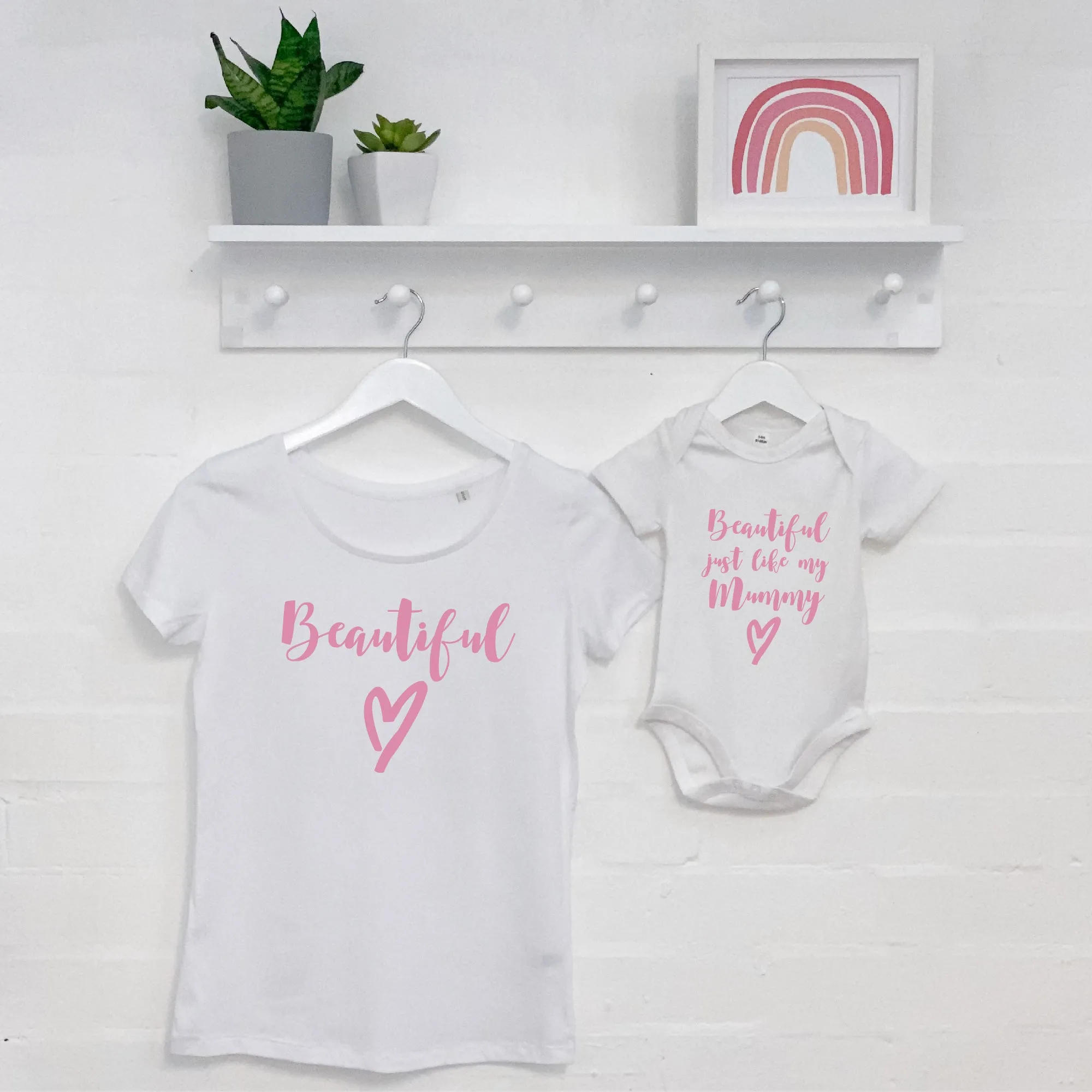 Beautiful' Mother and Daughter T Shirt Set