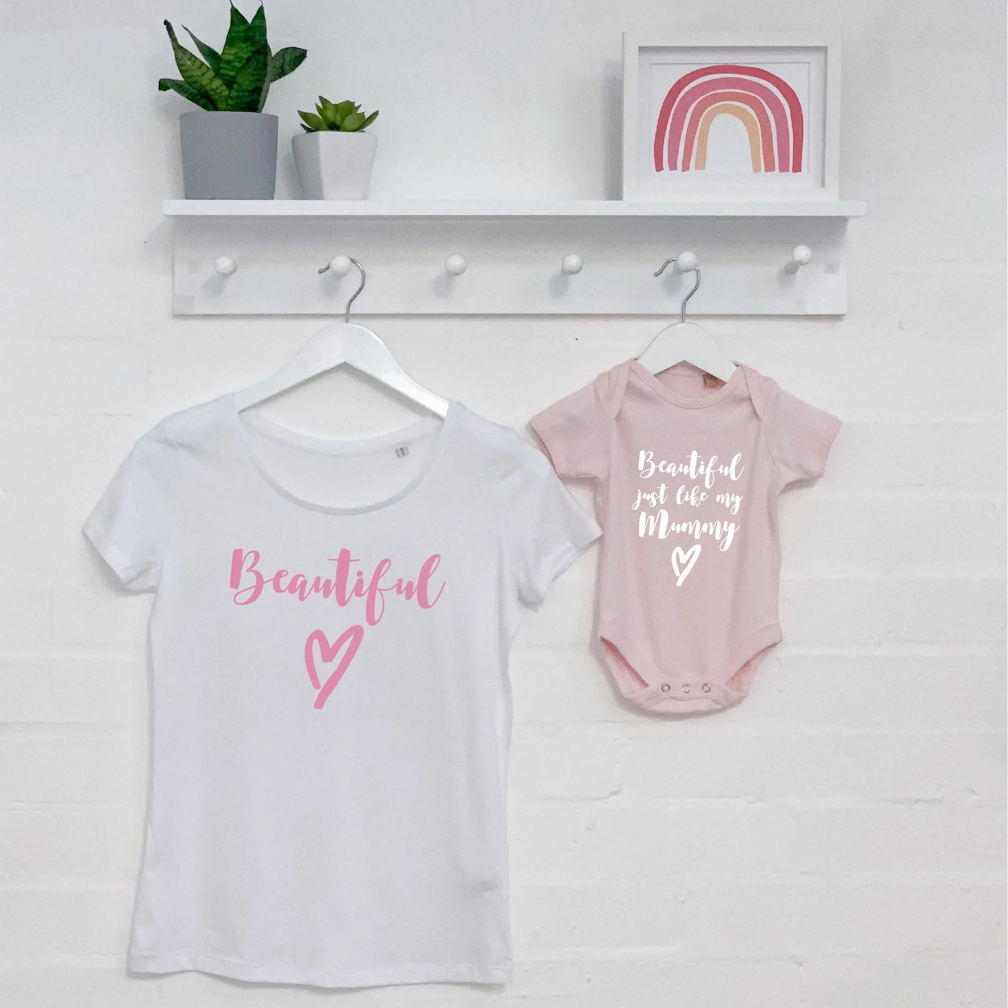 Beautiful' Mother and Daughter T Shirt Set