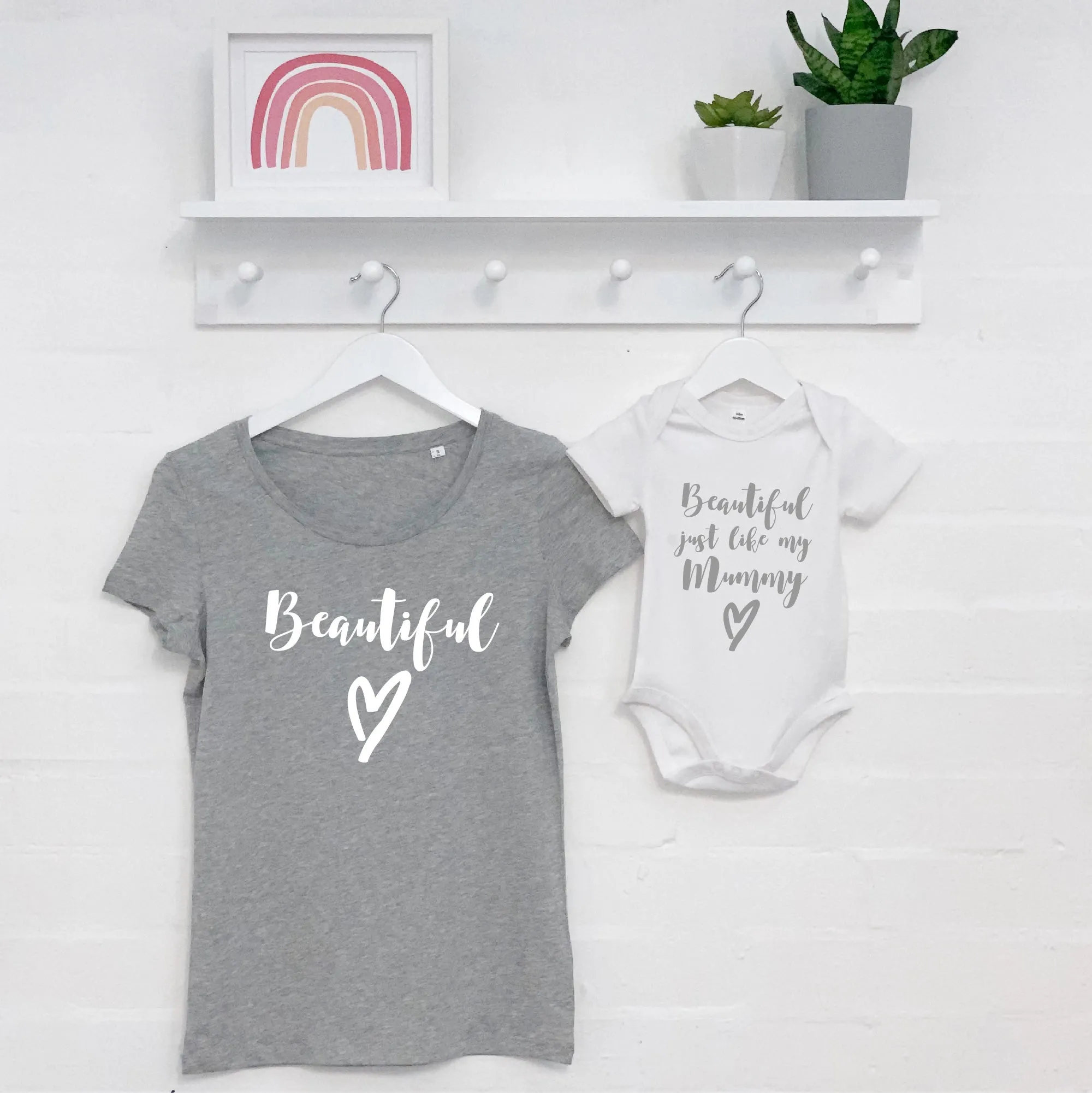 Beautiful' Mother and Daughter T Shirt Set