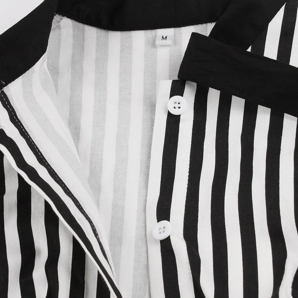 Beetlejuice Costume Pocket Dress Black and White Vertical Stripe Dress With Sunglasses