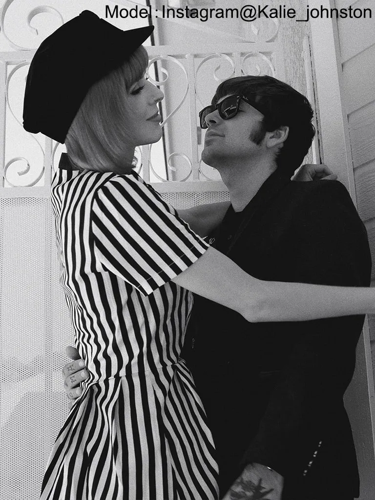 Beetlejuice Costume Pocket Dress Black and White Vertical Stripe Dress With Sunglasses