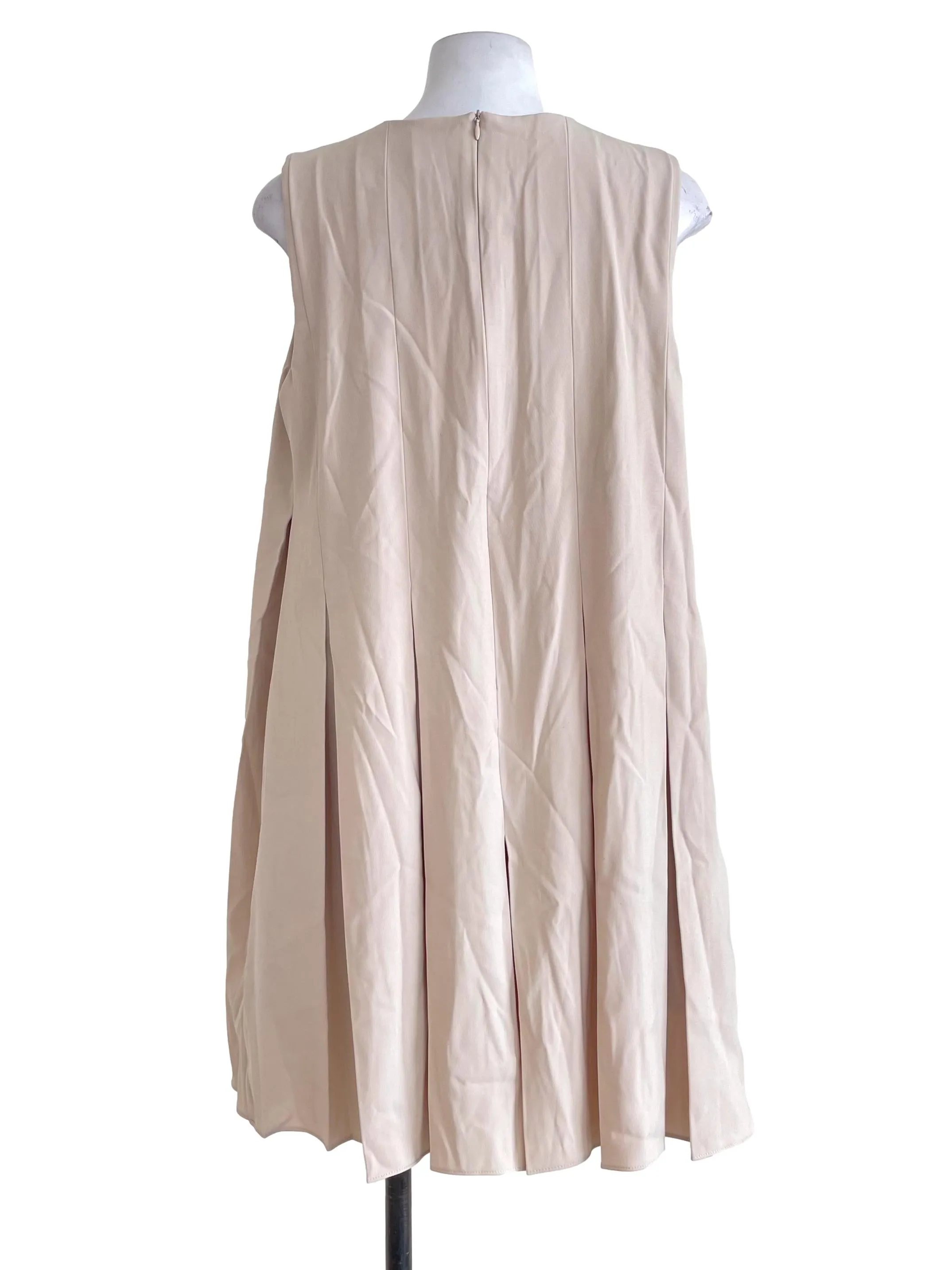 Beige Pleated Sleeveless Romper