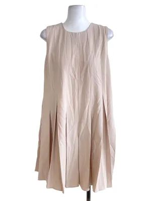 Beige Pleated Sleeveless Romper