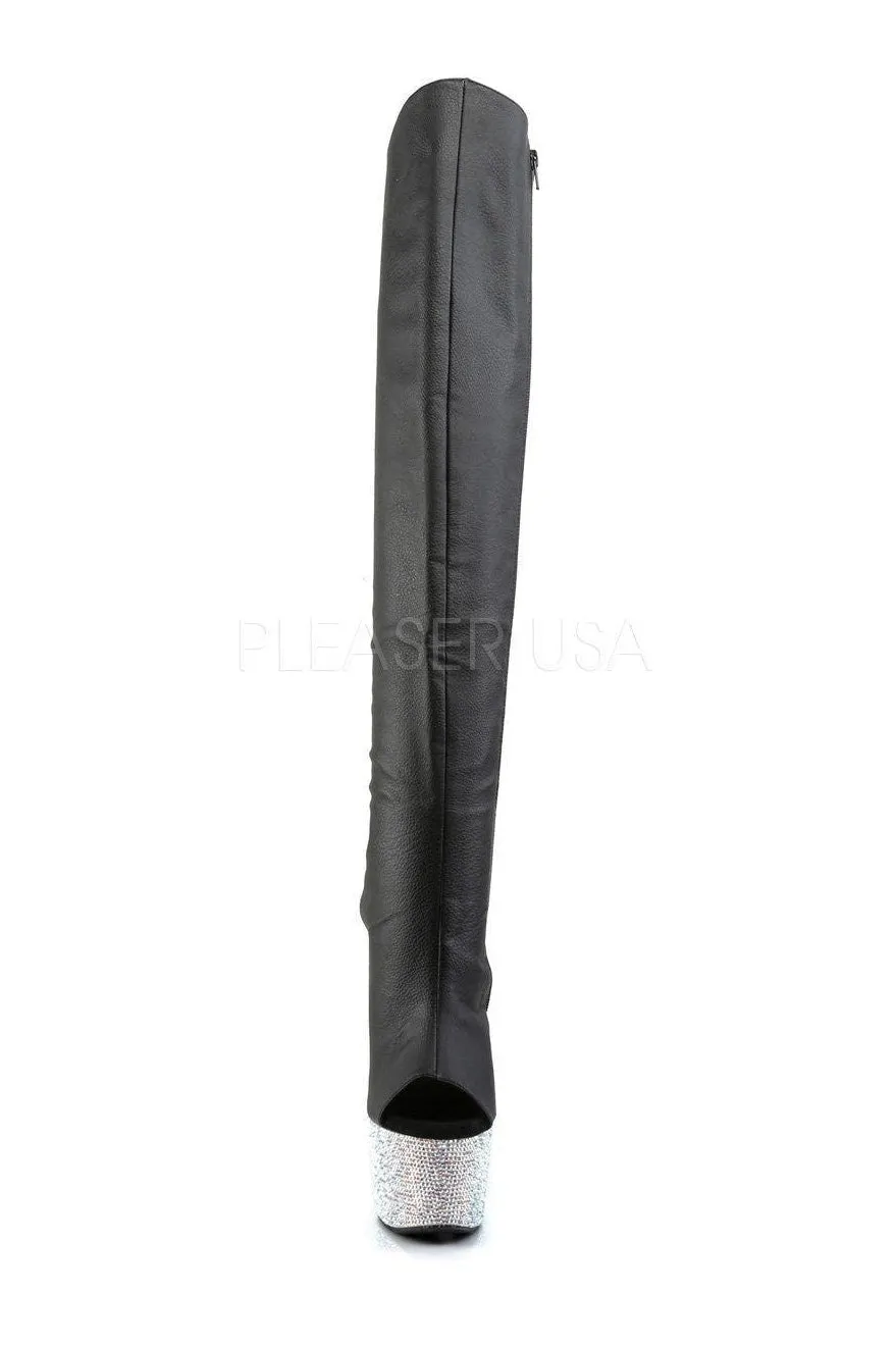 BEJEWELED-3019DM-7 Platform Boot  | Black Faux Leather