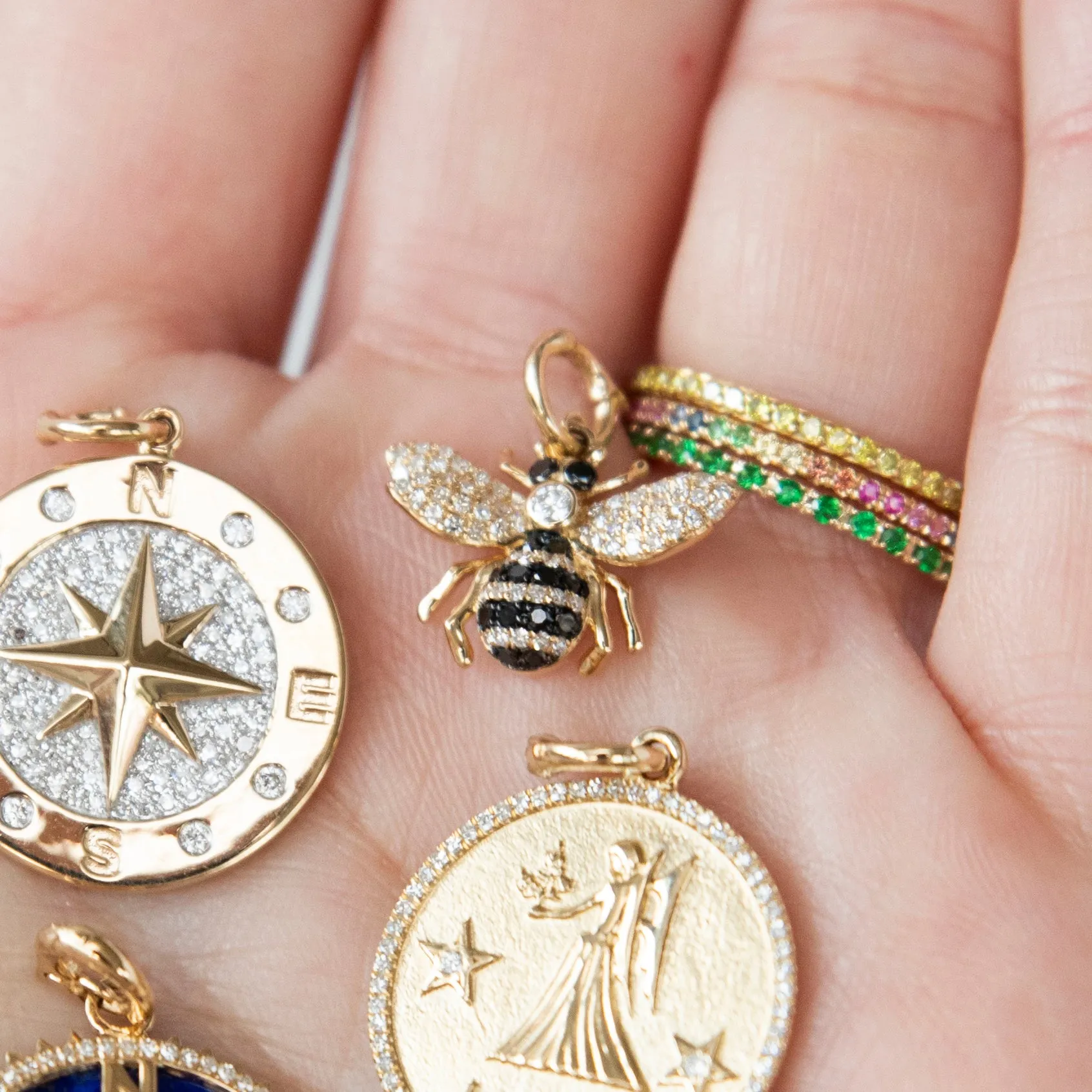 Black and White Diamond Bee Charm
