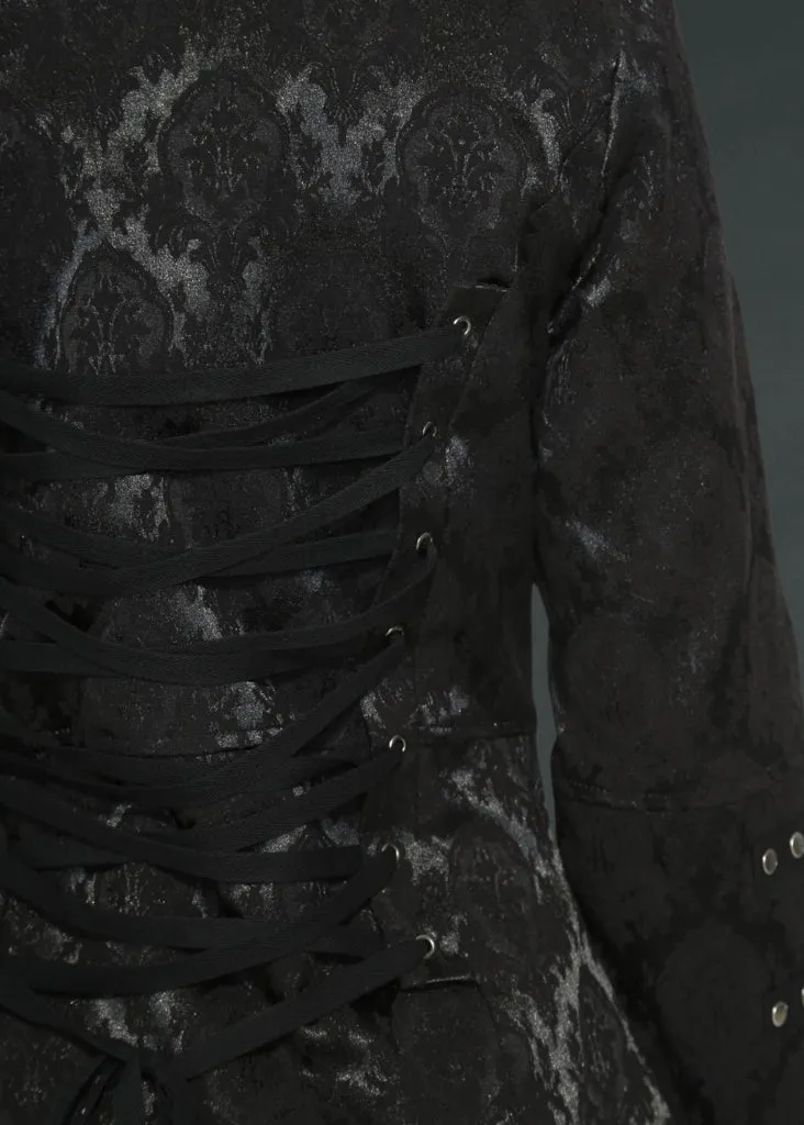 Black Brocade Gothic Pirate Coat