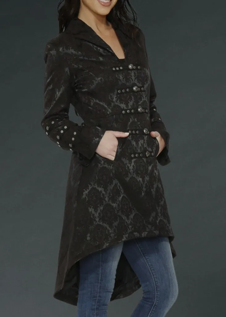 Black Brocade Gothic Pirate Coat