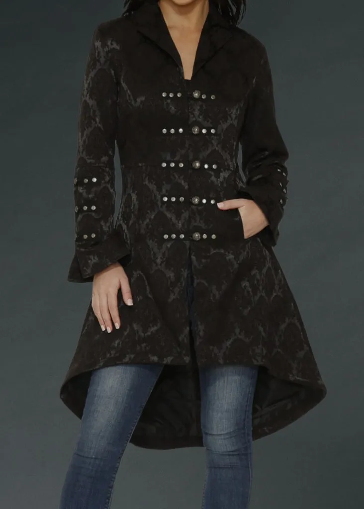 Black Brocade Gothic Pirate Coat