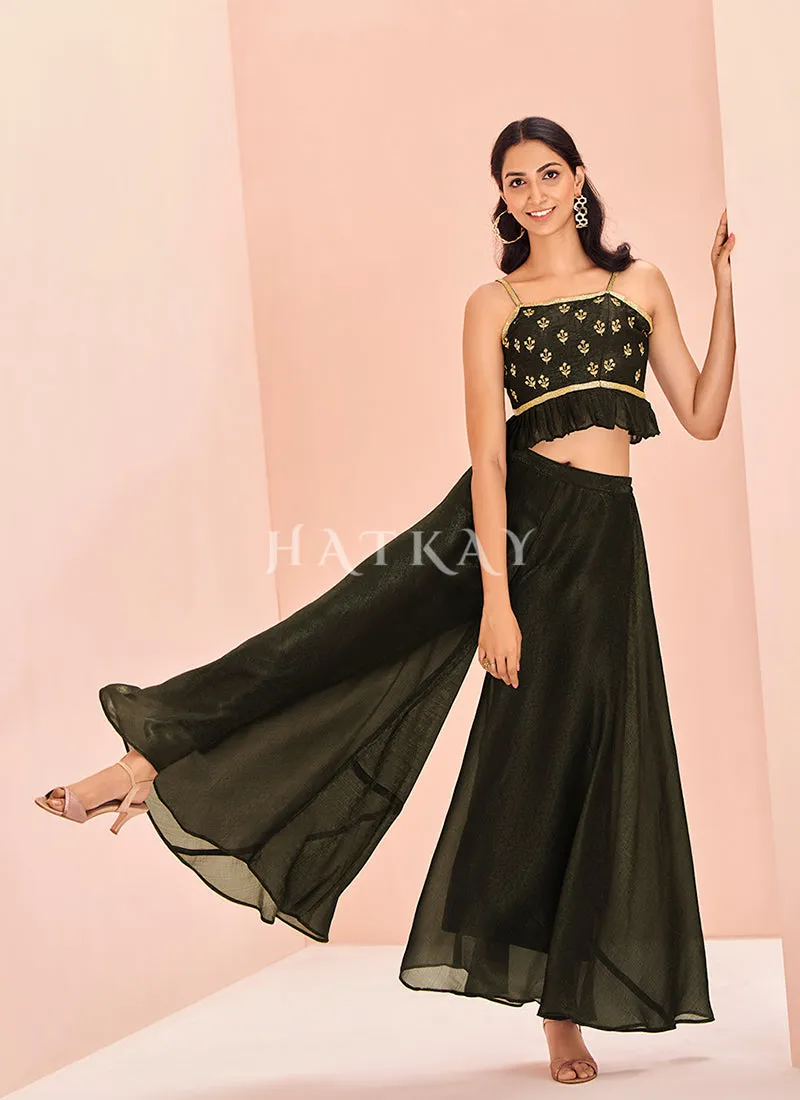Black Handwork Silk Co-ord Set