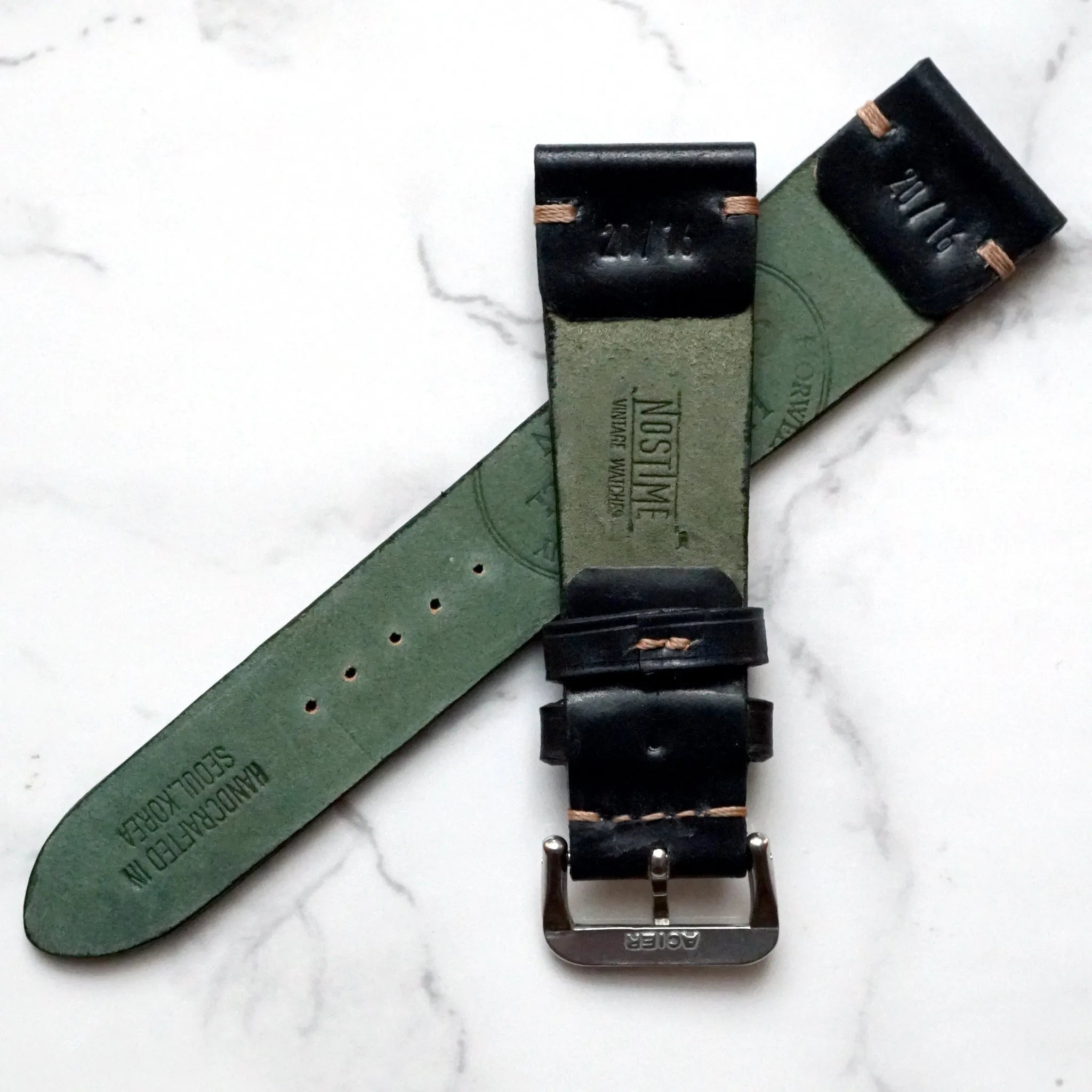 BLACK HORWEEN SHELL CORDOVAN CUSTOM MADE STRAP
