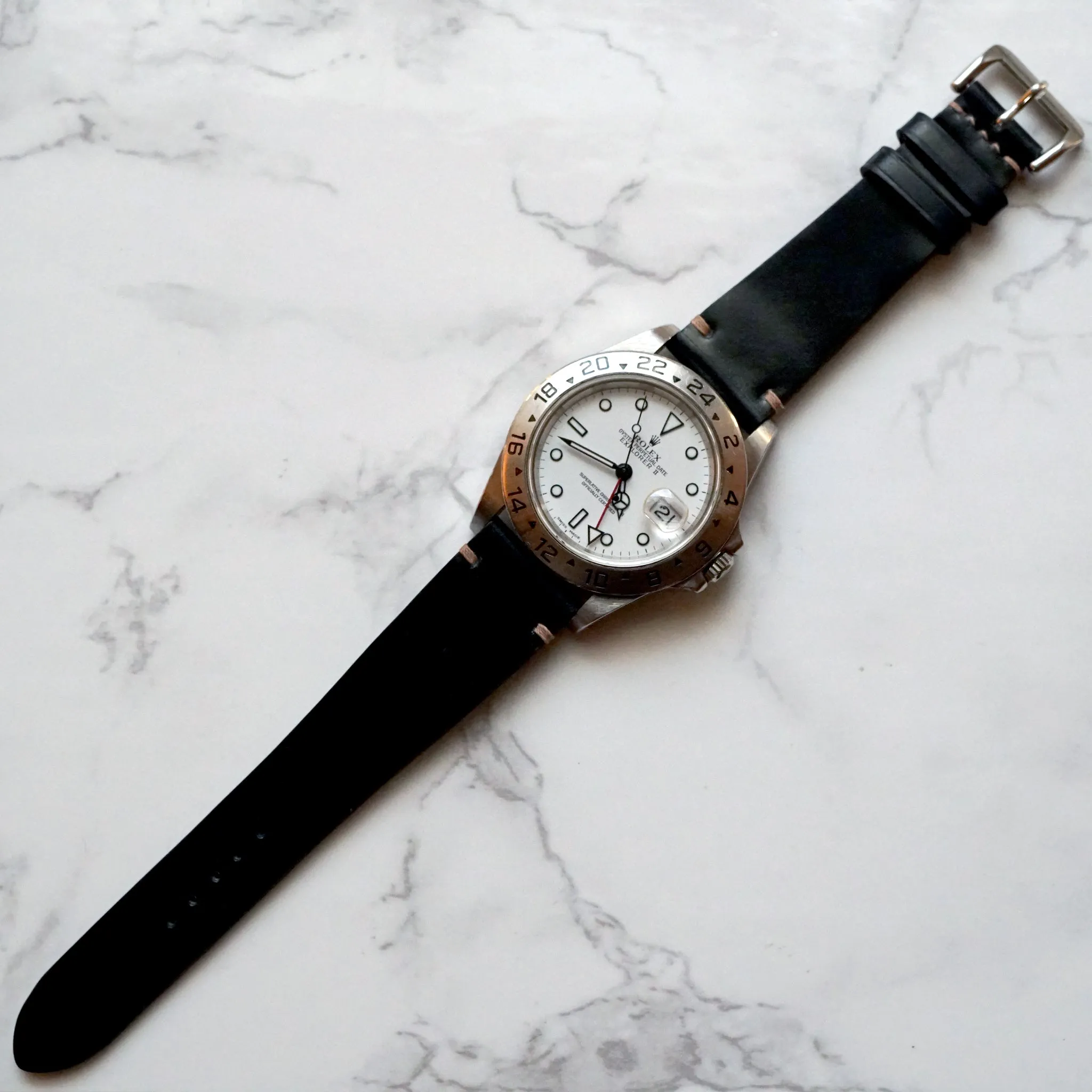 BLACK HORWEEN SHELL CORDOVAN CUSTOM MADE STRAP