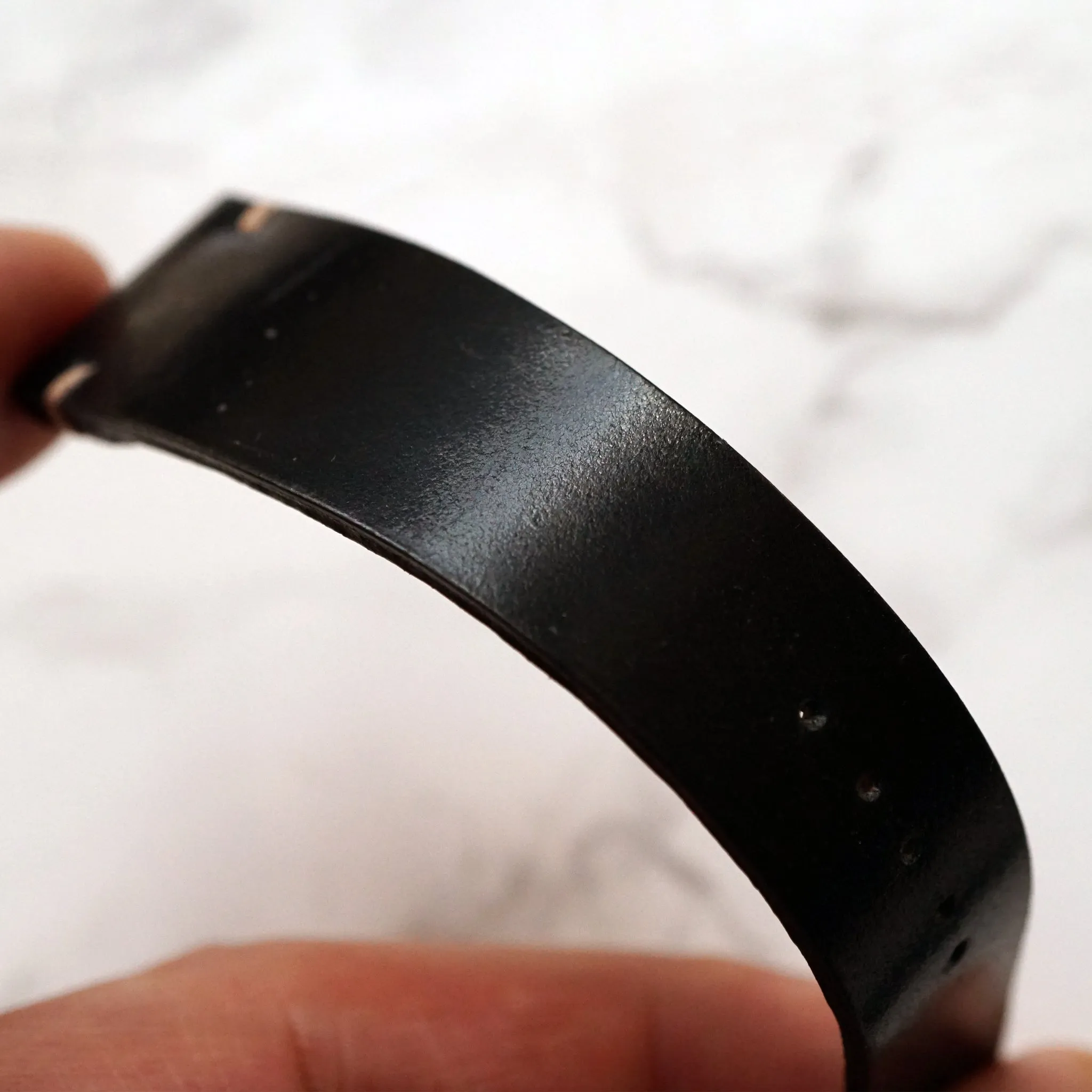 BLACK HORWEEN SHELL CORDOVAN CUSTOM MADE STRAP