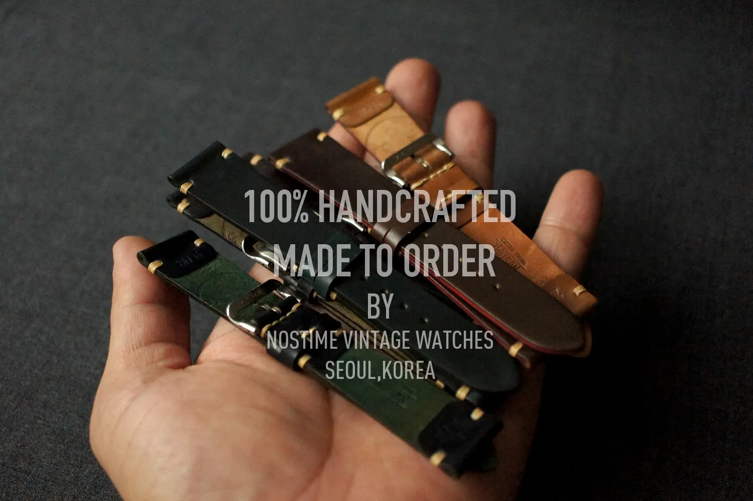 BLACK HORWEEN SHELL CORDOVAN CUSTOM MADE STRAP