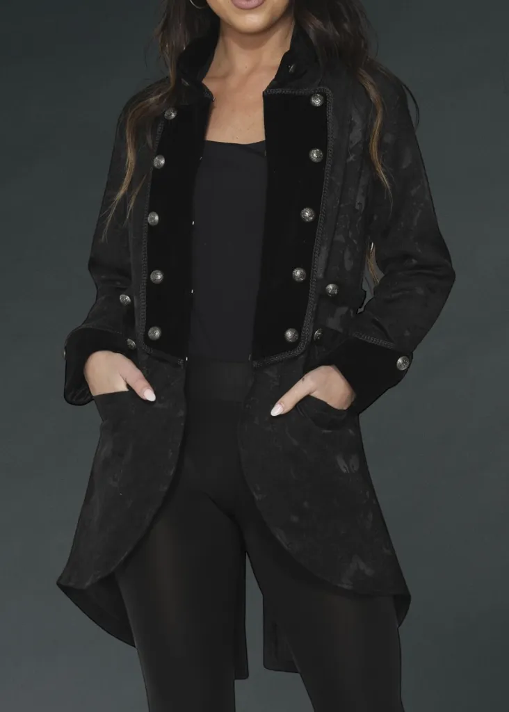 Black Pearl Pirate Brocade Victorian Coat