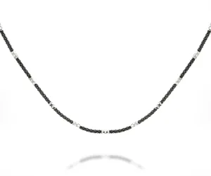 Black Rhodium and Silver Popcorn Diamond-cut Chain