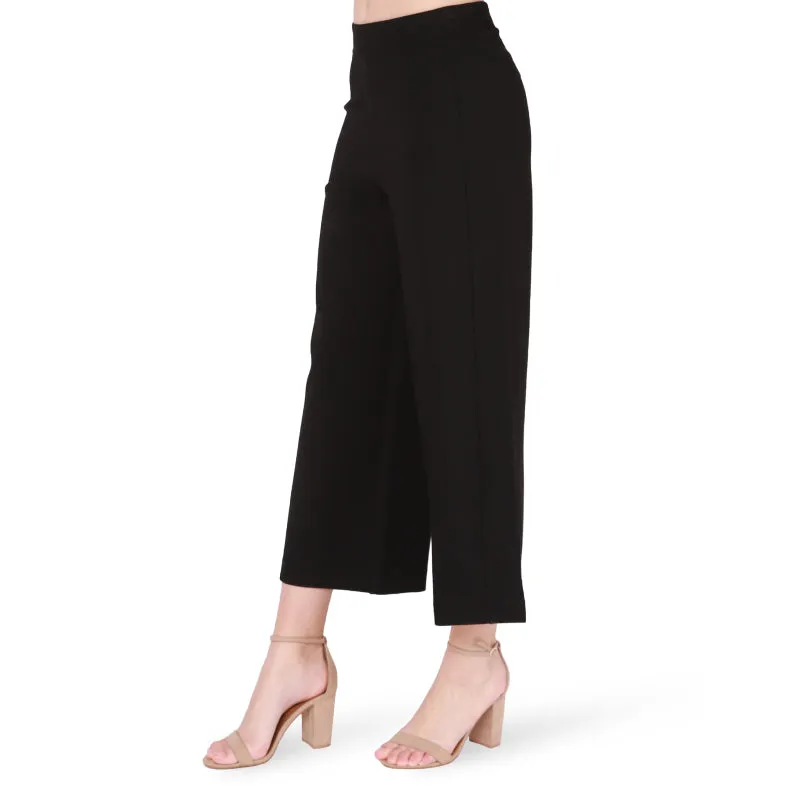 Black Tape Wide Leg Ponte Cropped Pant