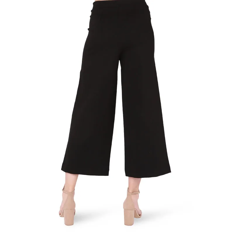 Black Tape Wide Leg Ponte Cropped Pant