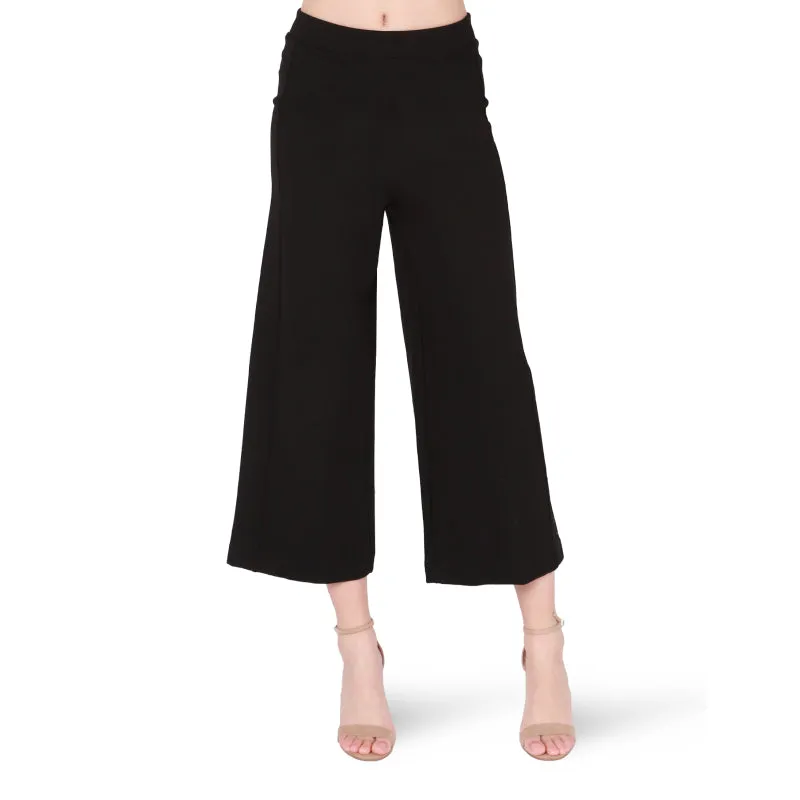 Black Tape Wide Leg Ponte Cropped Pant