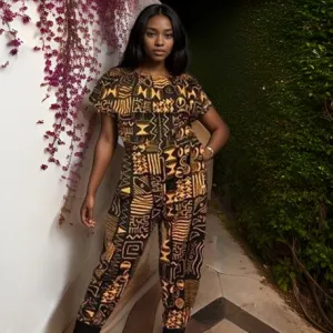 Black/Gold African Print Jumpsuit