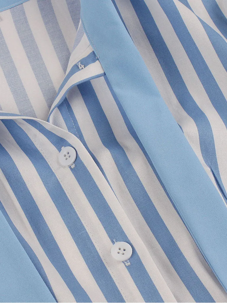 Blue And White Stripe With Pockets 50S Dress