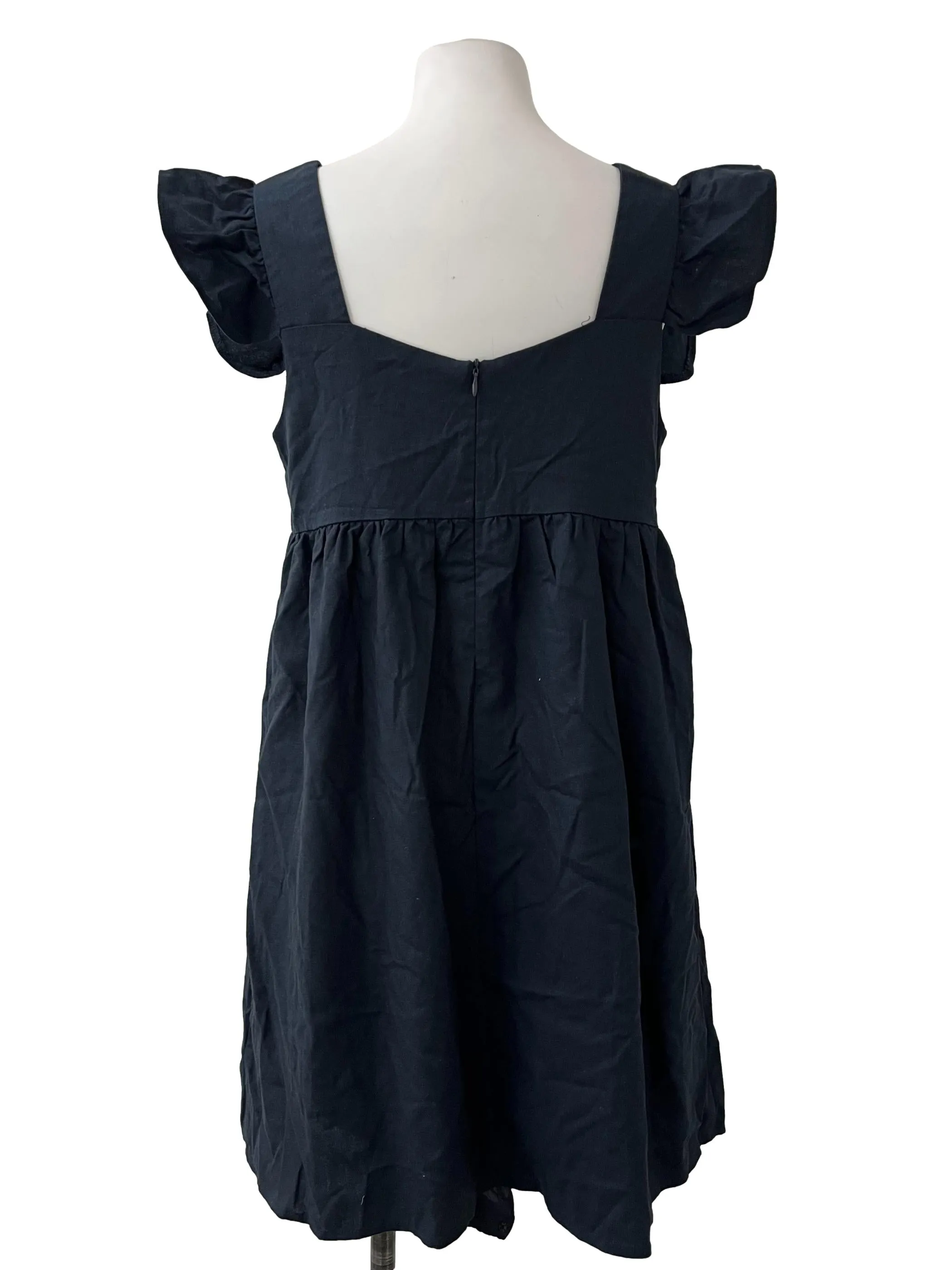 Blue Flutter Sleeve Babydoll Dress