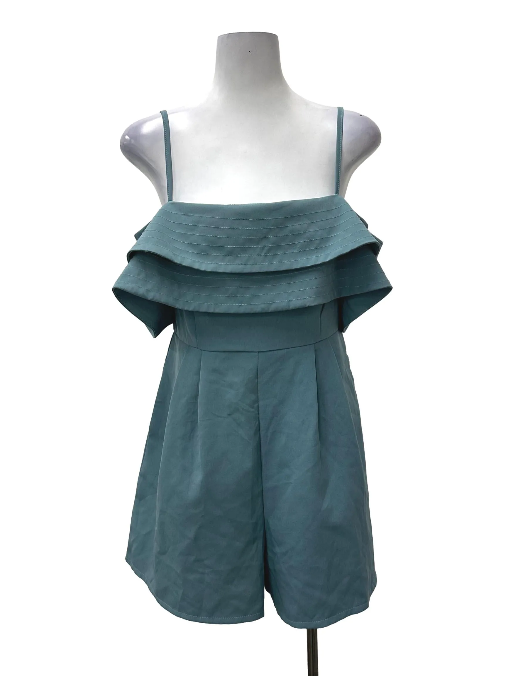 Blue Layered Sleeveless Romper