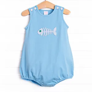 Bone Fish Applique Bubble, Blue