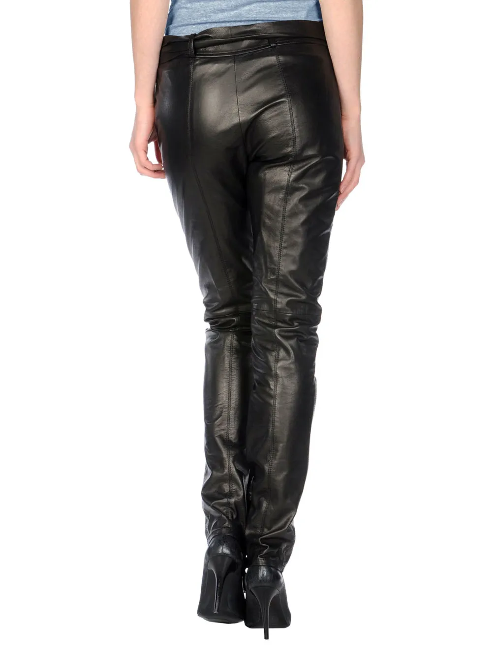 Bow-Detail Leather Pants