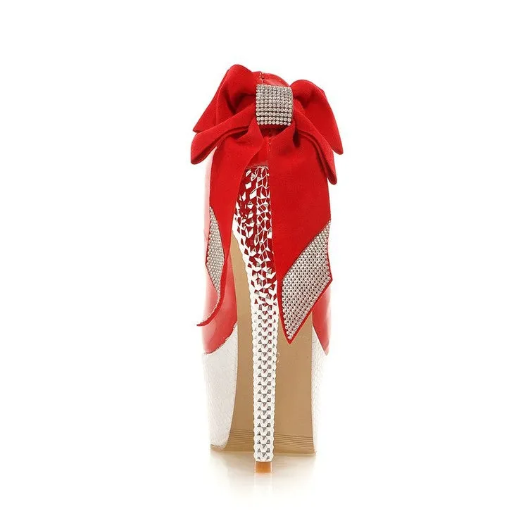 Bow Tie Platform High Heeled Wedding Shoes for Women 2249