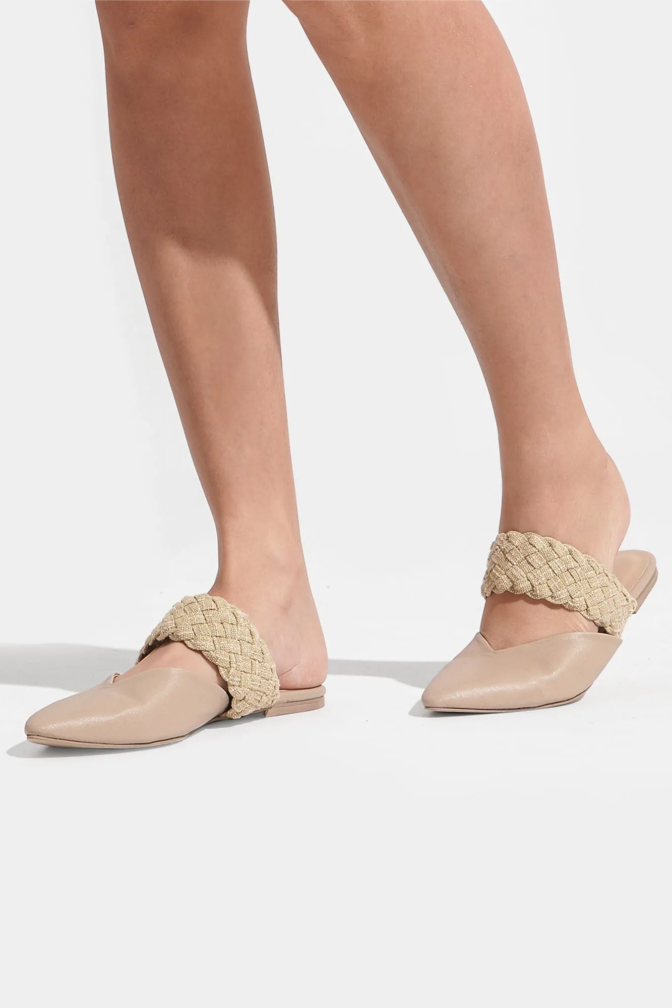 Braided Strap Pointed Toe Mules
