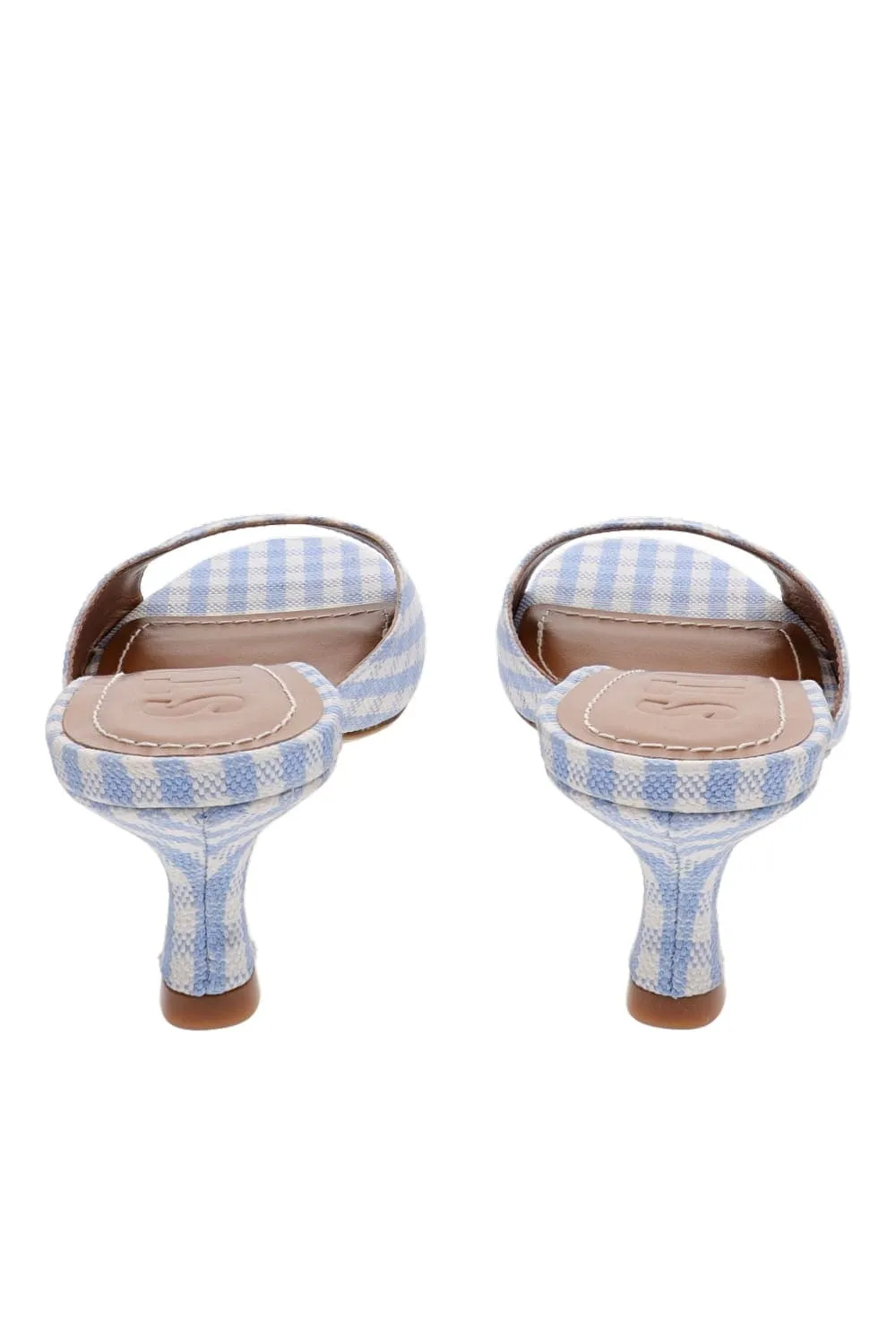Brigitte Sky Gingham Kitten Mule