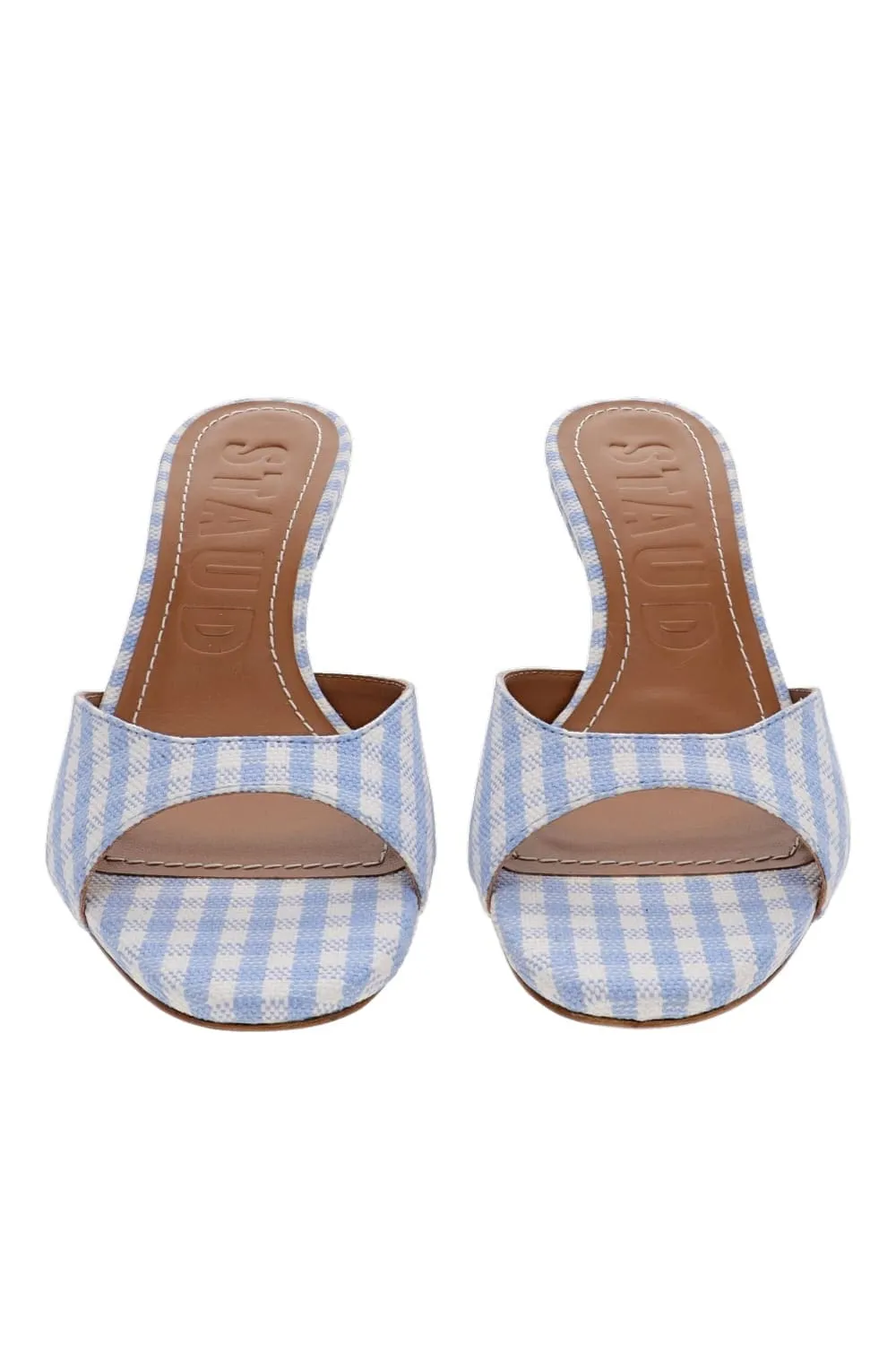 Brigitte Sky Gingham Kitten Mule