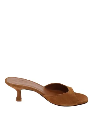 Brigitte Tan Suede Kitten Mule