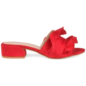 Brinley Co. Womens Salest Ruffle Faux Suede Slide-on Mules Red, 5.5 Regular US