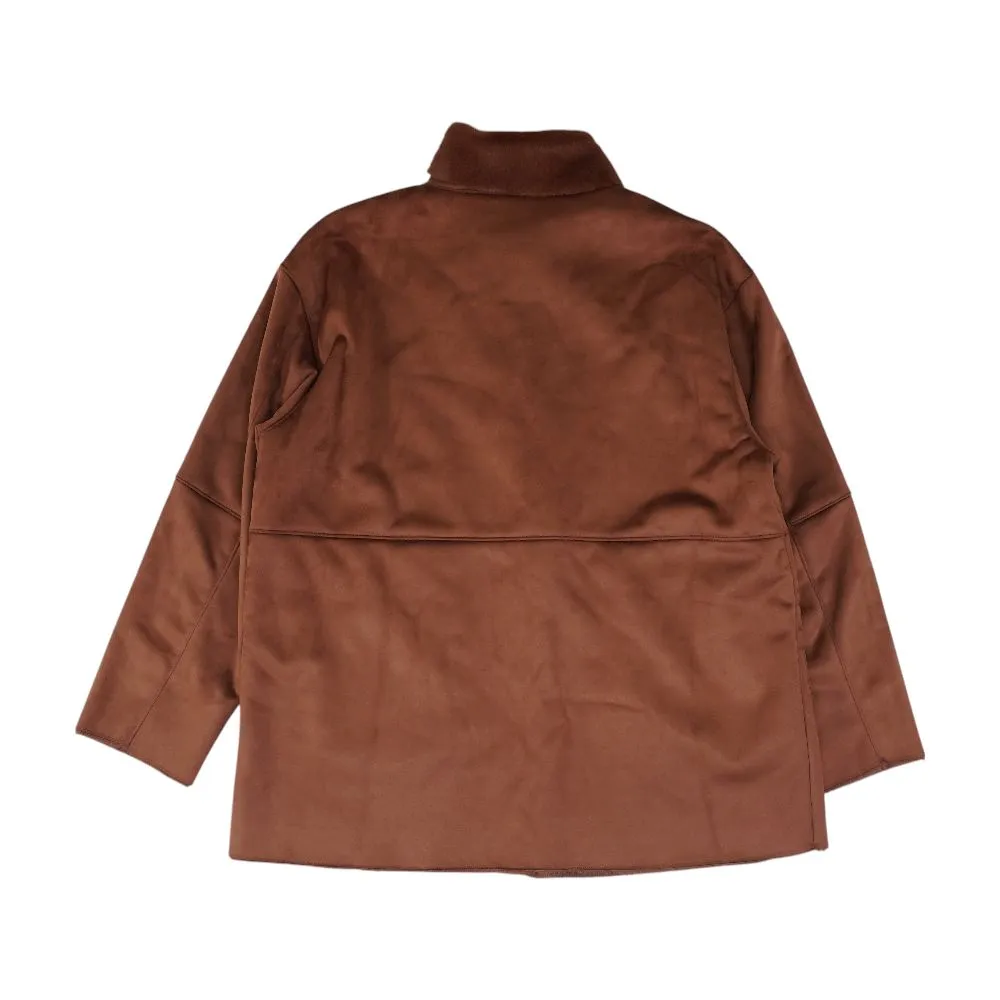 Brown Solid Faux Fur Jacket