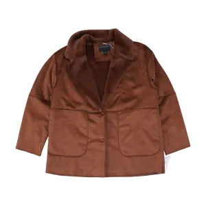 Brown Solid Faux Fur Jacket