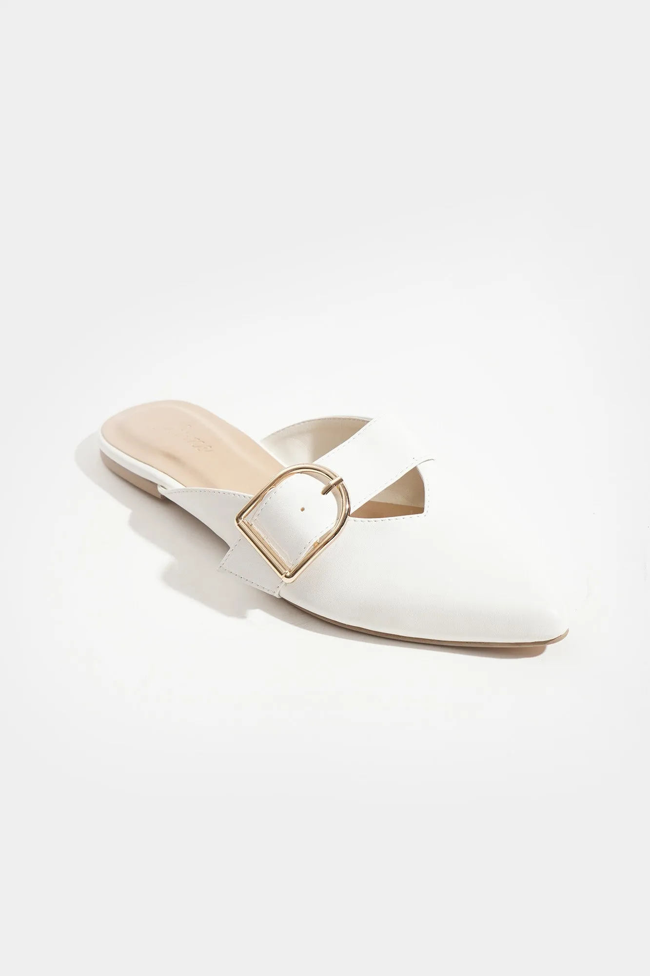 Buckle Strap Pointed Toe Mules