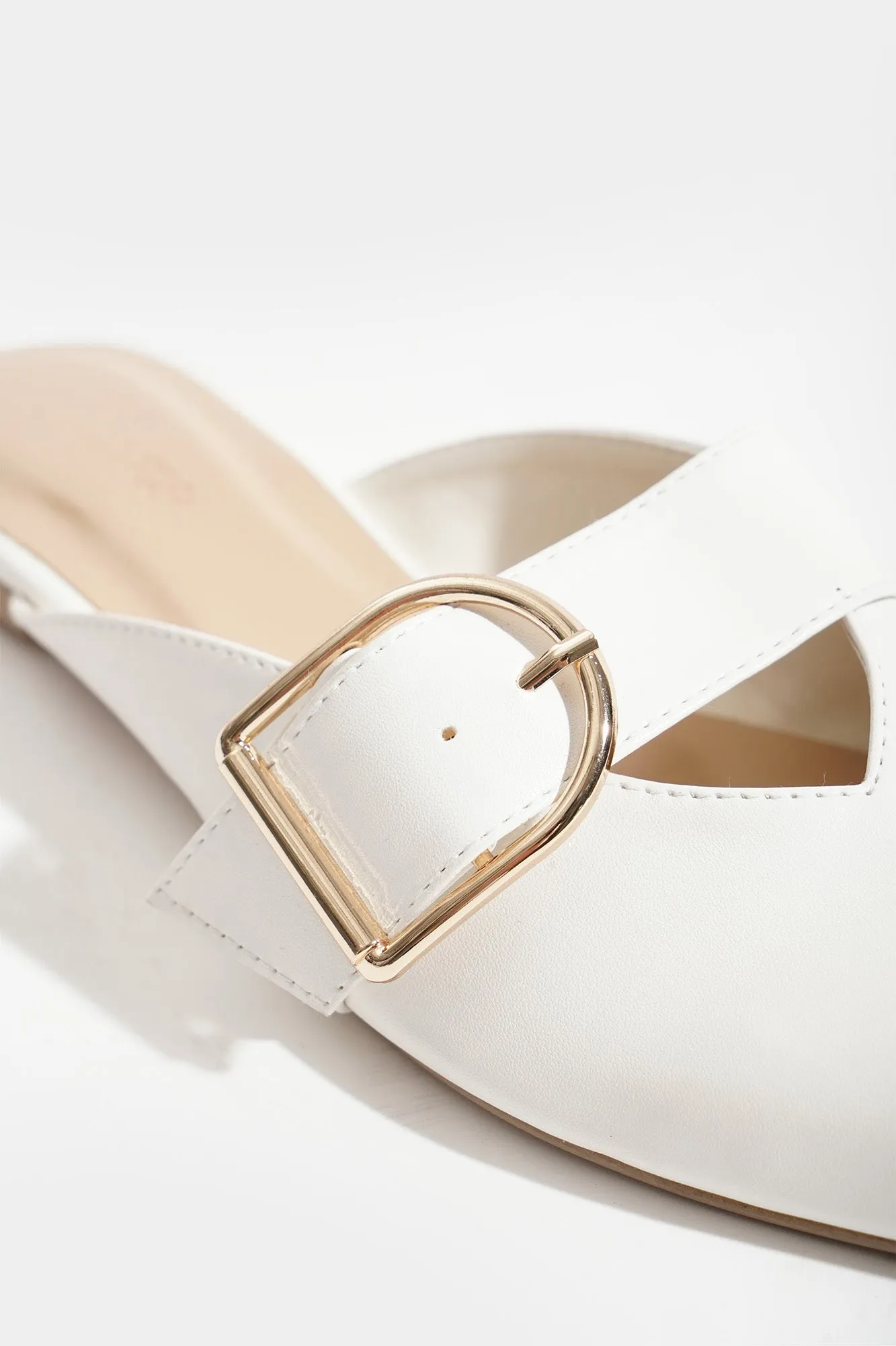 Buckle Strap Pointed Toe Mules