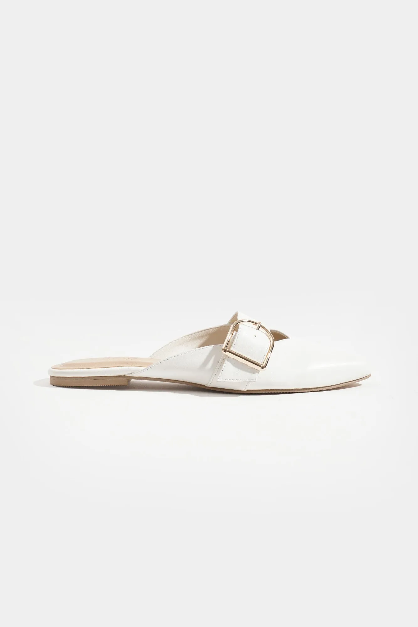 Buckle Strap Pointed Toe Mules