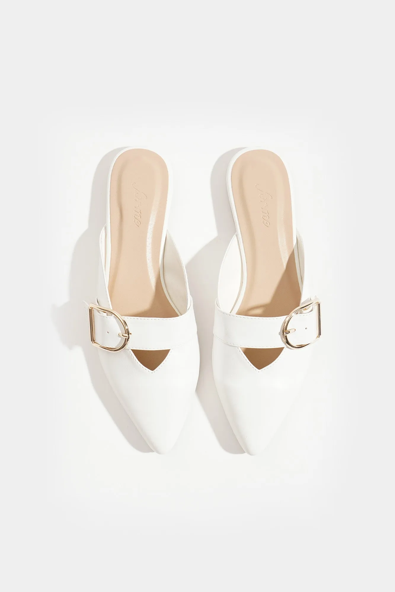 Buckle Strap Pointed Toe Mules