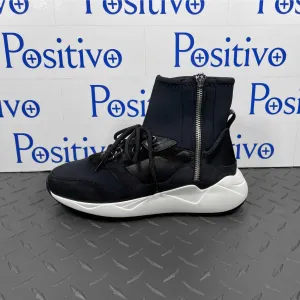 Buscemi Womens Run1 Zip Black Leather Sneakers