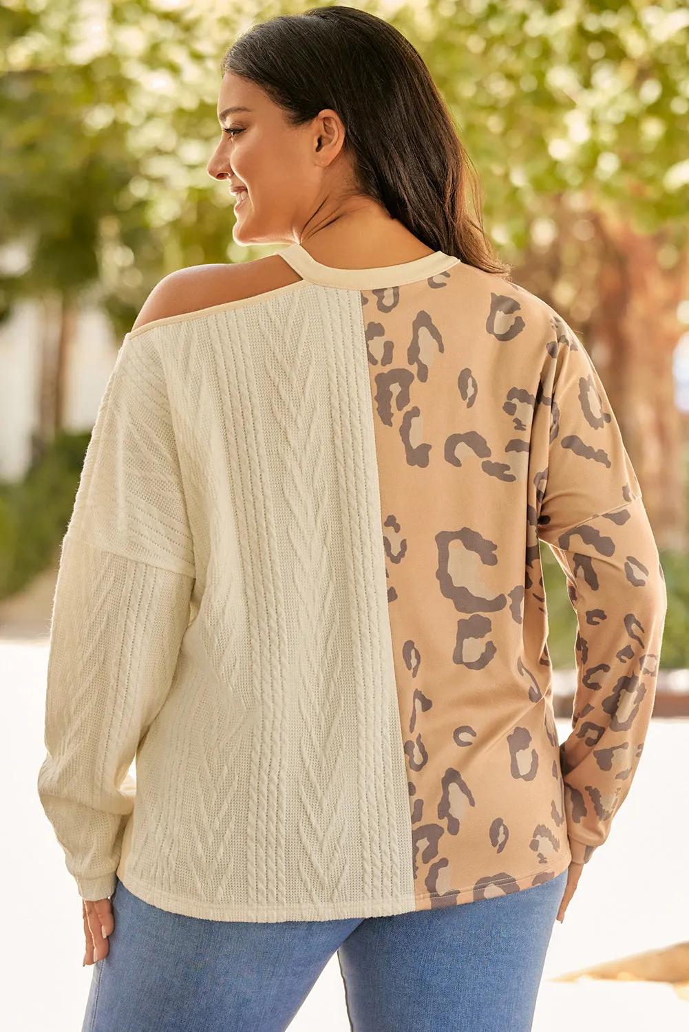 Cable Knit Mix Cutout Plus Top