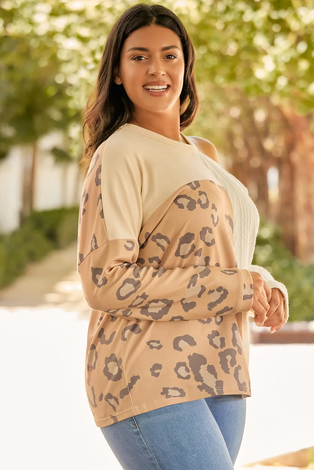 Cable Knit Mix Cutout Plus Top