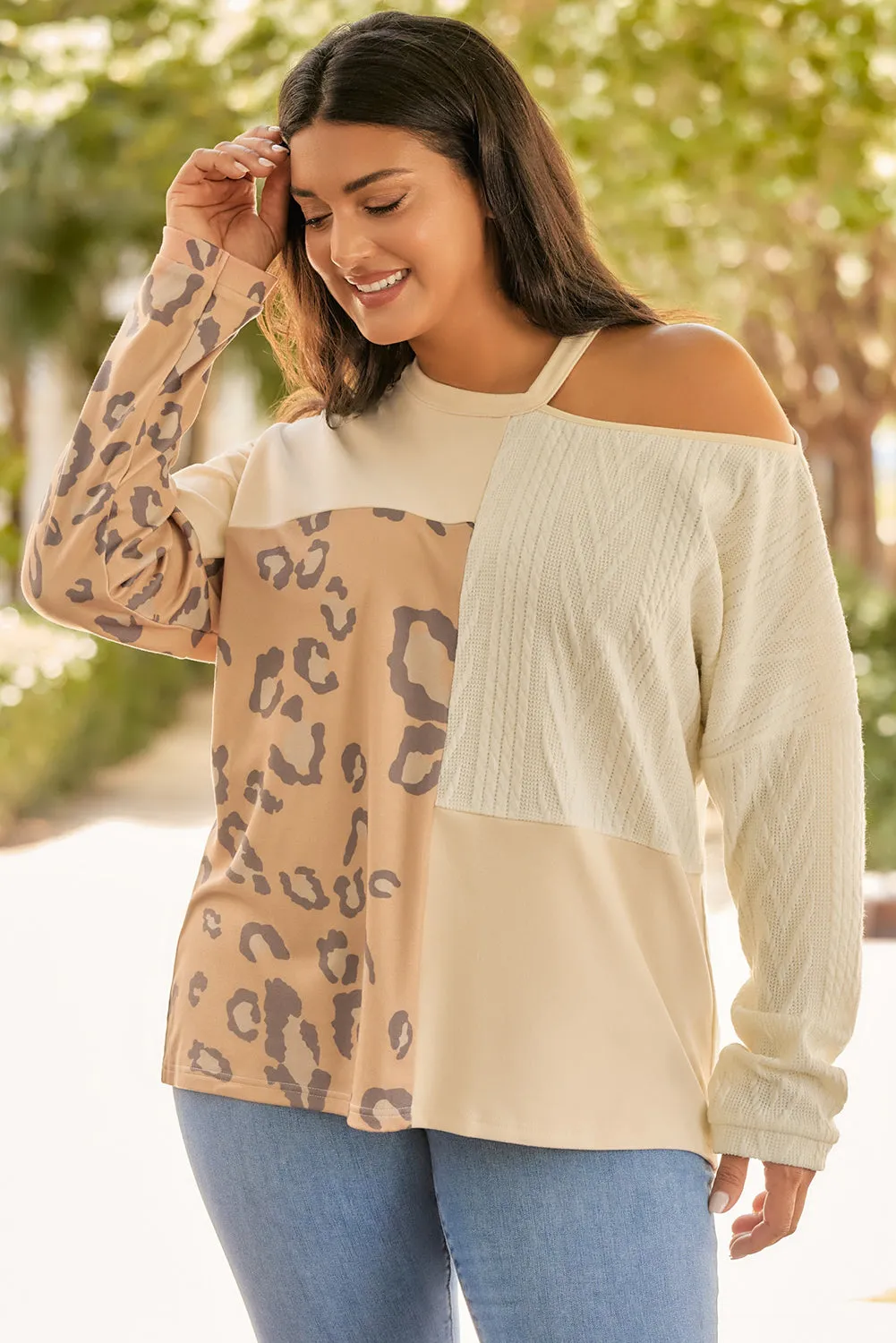 Cable Knit Mix Cutout Plus Top